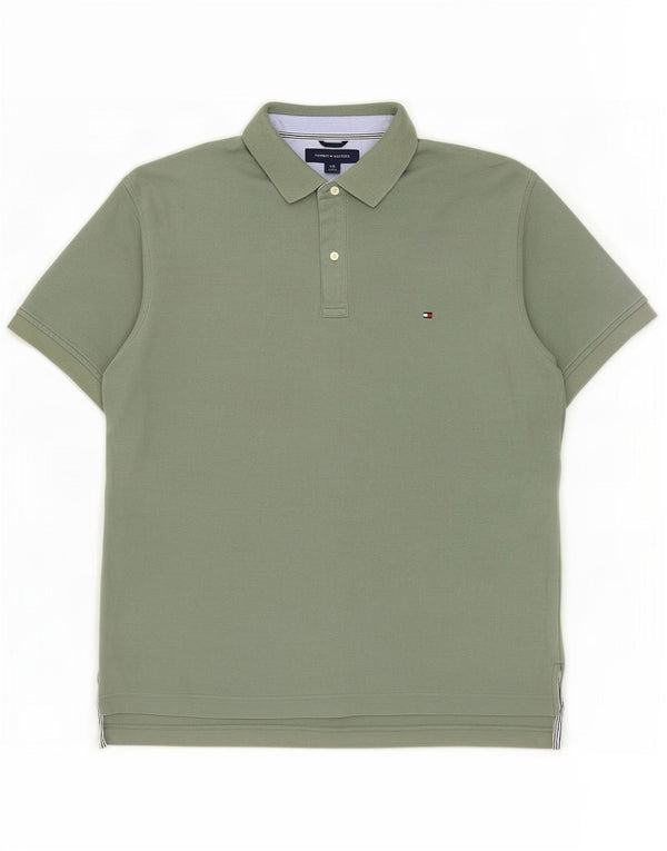 Tommy Hilfiger Mens Polo Shirt Large Green Cotton