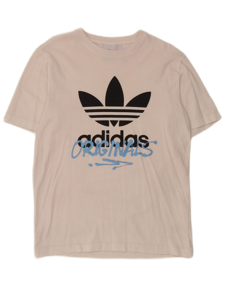 Adidas Mens Graphic T-Shirt Top Small White Cotton