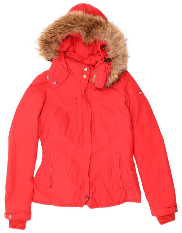 Woolrich ženska podstavljena jakna s kapuljačom UK 10 Mala crvena pamuk