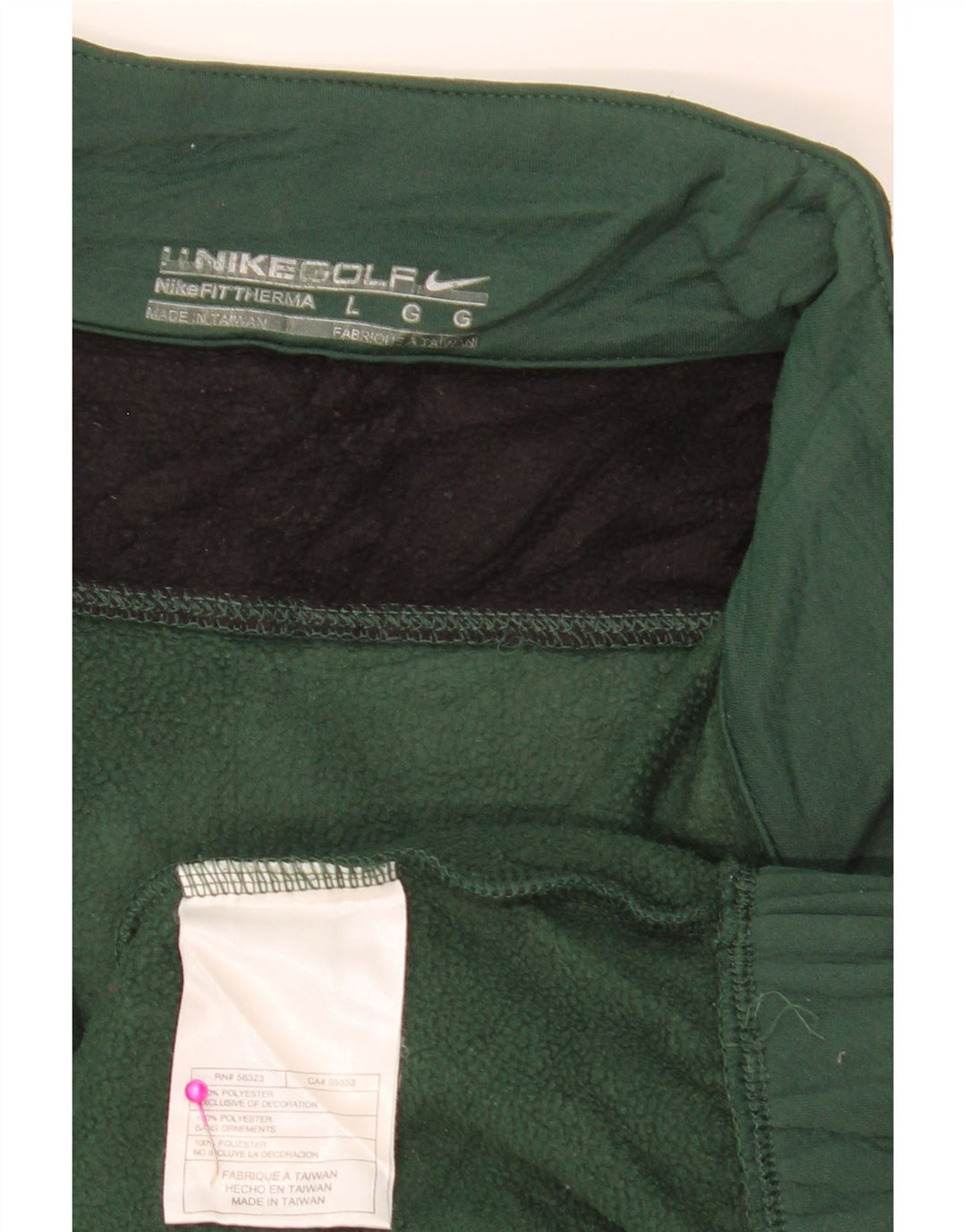NIKE Mens Zip Neck Sweatshirt Jumper Large Green Colourblock Polyester