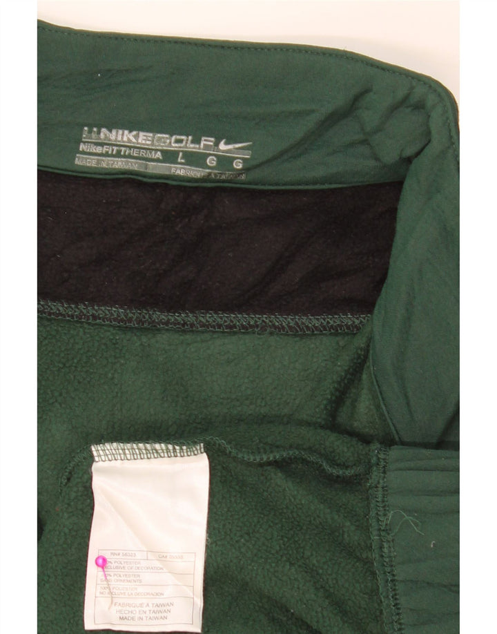 NIKE Mens Zip Neck Sweatshirt Jumper Large Green Colourblock Polyester