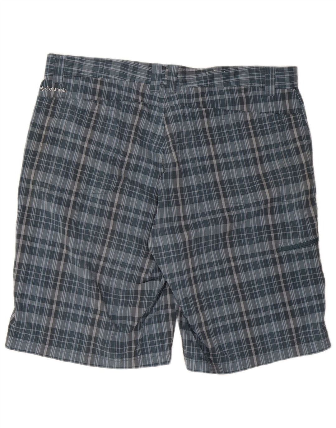 Pantaloni scurți cargo Columbia pentru bărbați, W40 XL, poliester cu carouri albastre