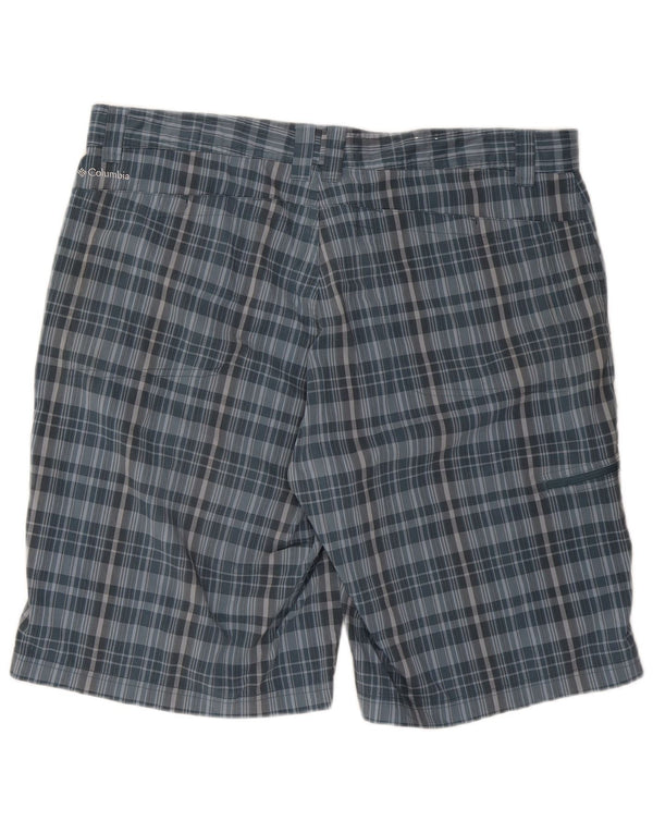 Columbia Mens Cargo Shorts W40 XL Blue Check Polyester