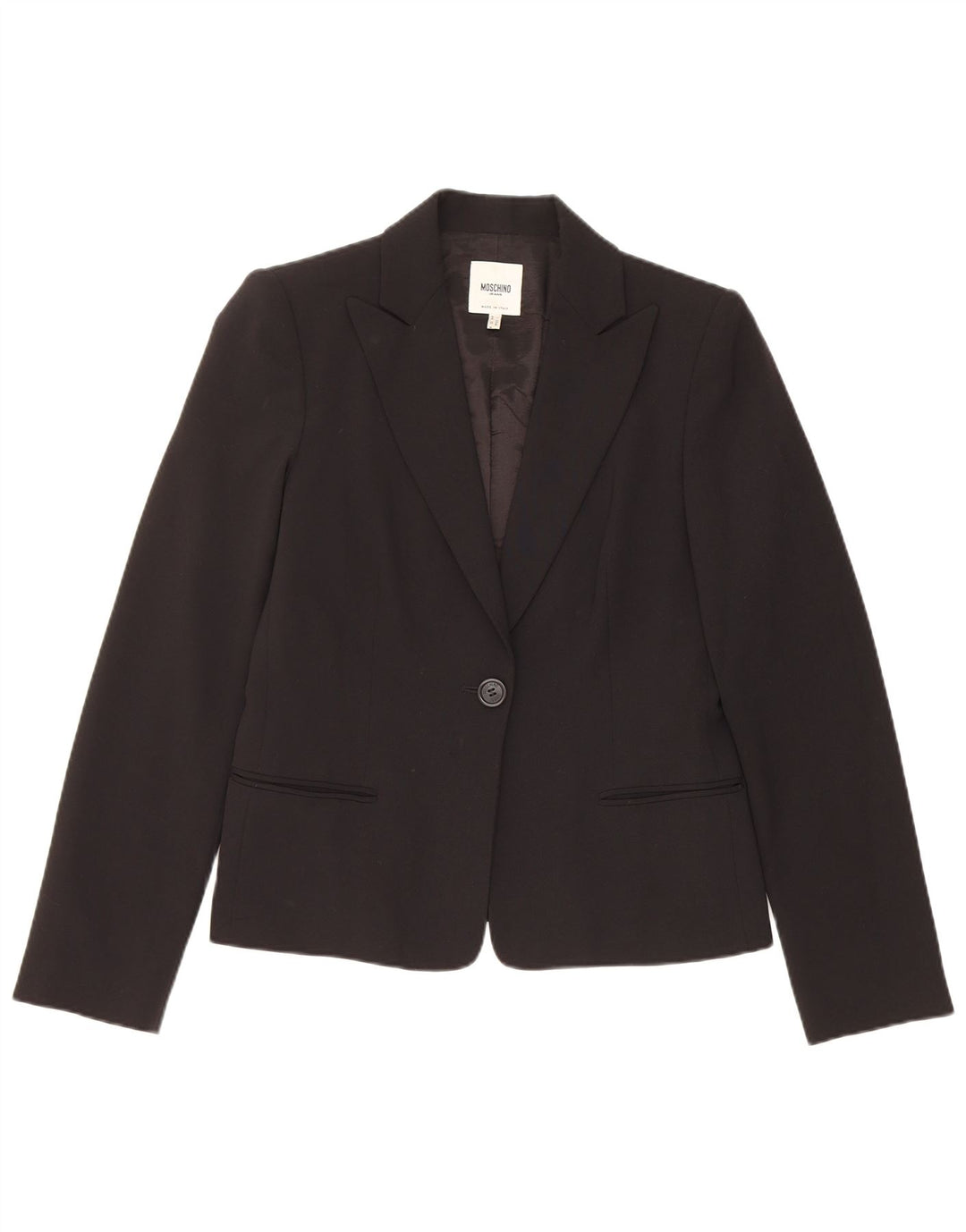 Moschino Dame 1 Knap Blazer Jacket UK 14 Medium Sort Polyester