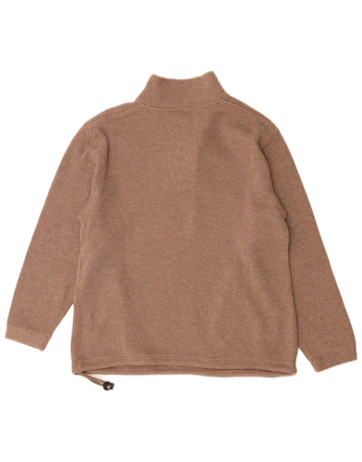 Champion Womens Zip Neck Sweatshirt Jumper UK 14 Medium Brown Cotton