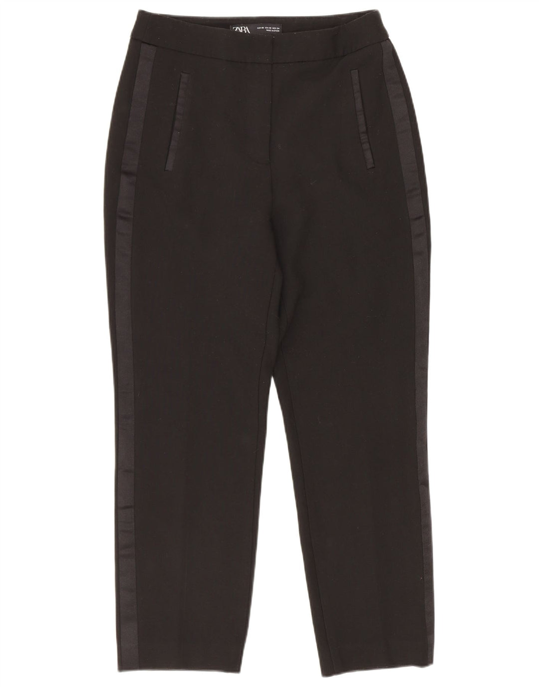 Zara Womens Slim Casual Trousers XS 24 L23 Black Polyester