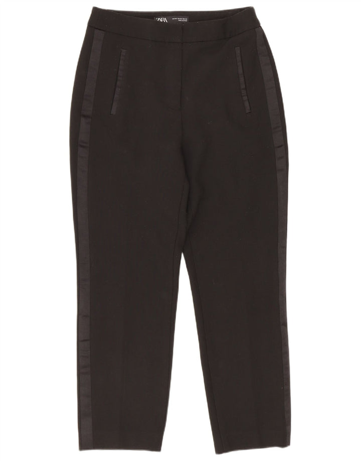 Zara Womens Slim Casual Trousers XS 24 L23 Black Polyester