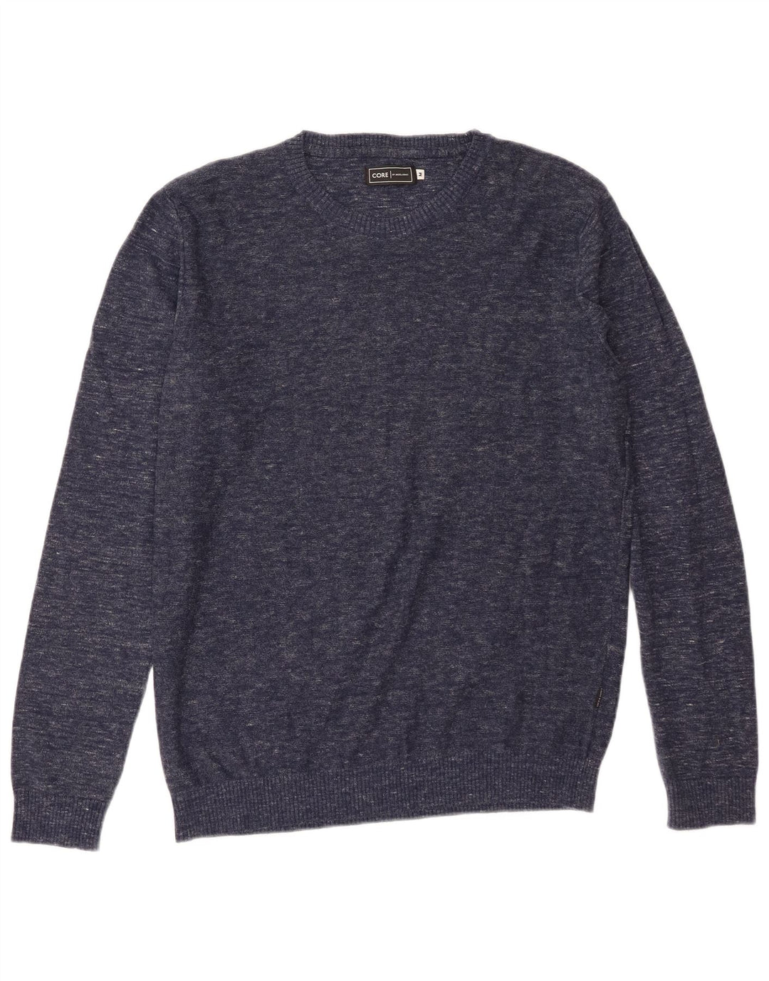 Jack & Jones Mens Crew Neck Jumper Sweater Medium Navy Blue Flecked Cotton