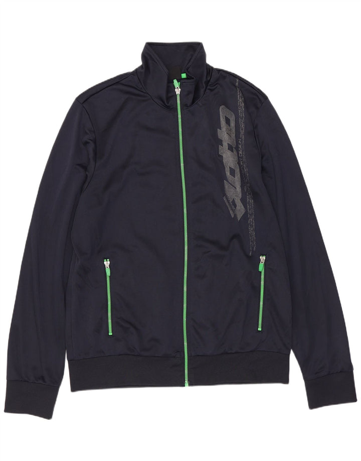 Lotto Mens Graphic Tracksuit Top Jacket UK 40/42 Large Navy Blue Polyester