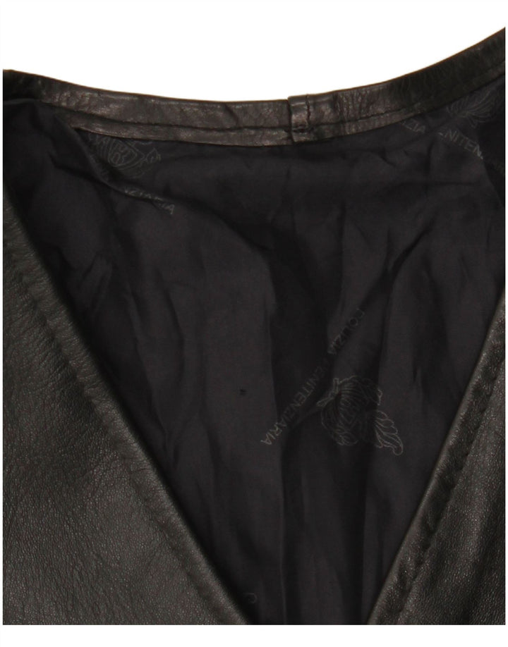 Gilet in pelle da uomo VINTAGE UK 40 grande nero