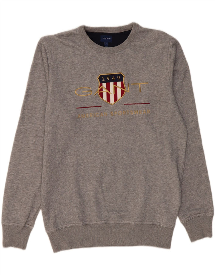 Gant Felpa con grafica da uomo Maglione in cotone grigio medio