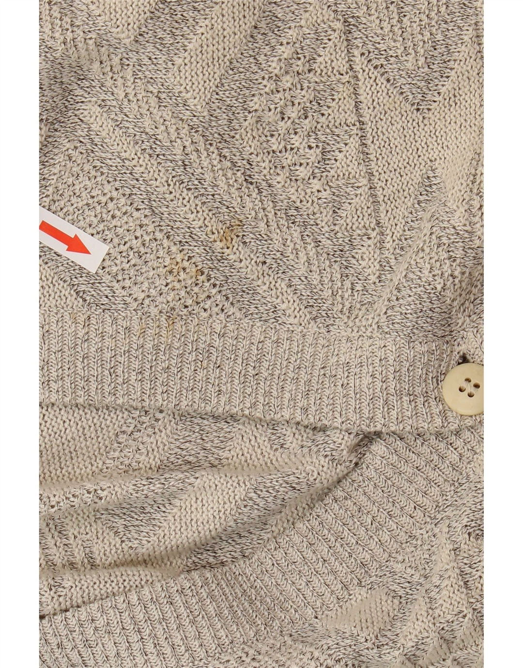 VINTAGE Mens Cardigan Sweater Large Grey Geometric Cotton