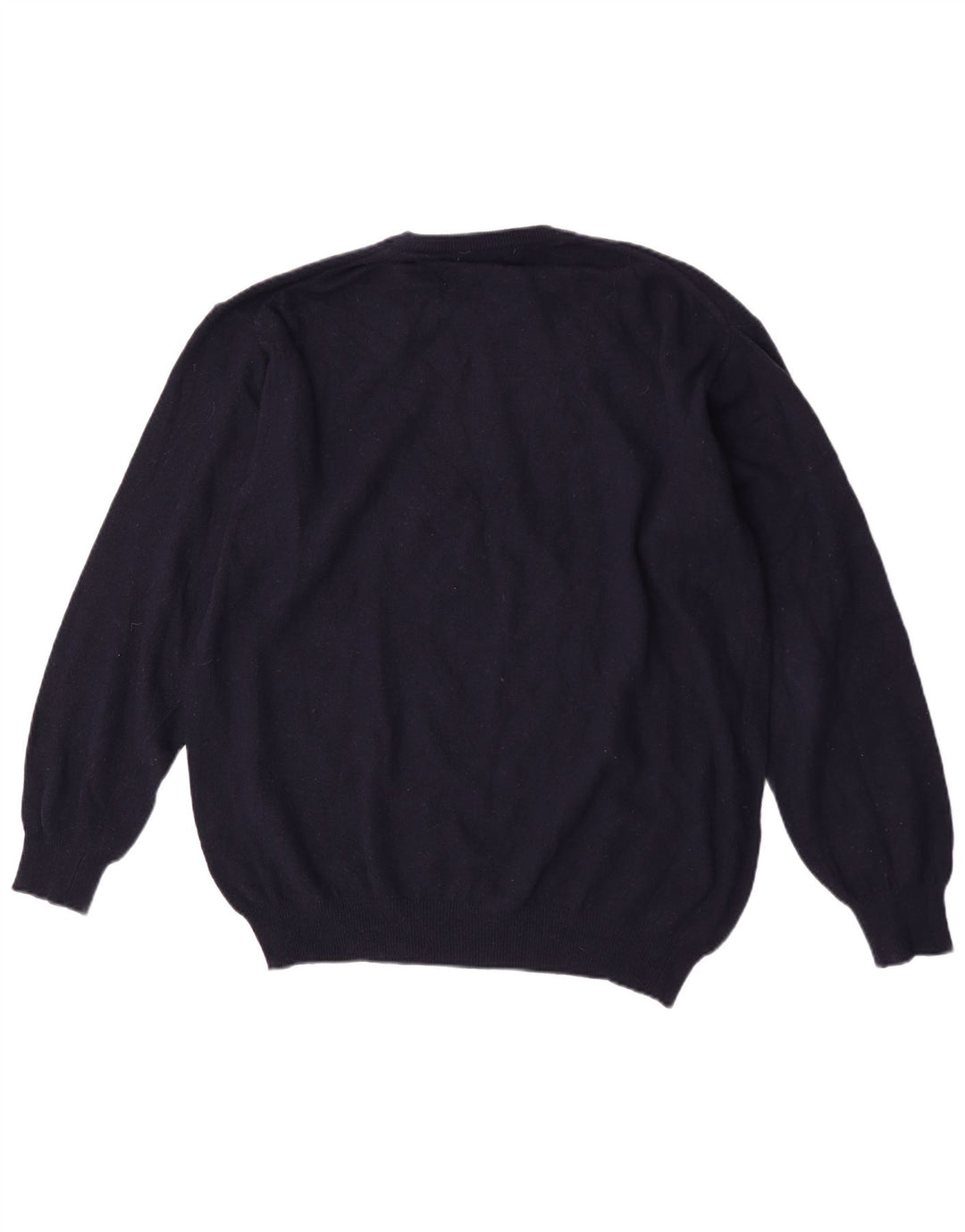 Zara Mens Crew Neck Jumper Sweater XL Navy Blue Wool