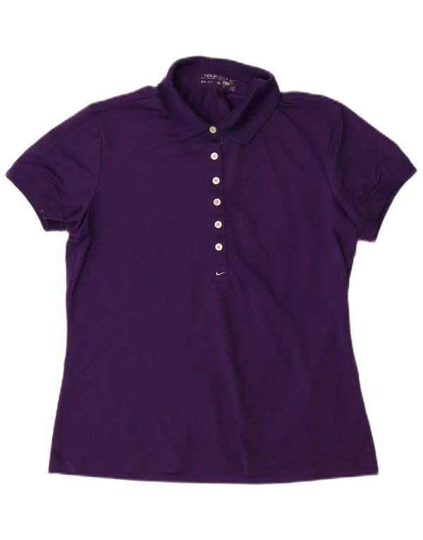Nike Dame Dri Fit Polo Shirt UK 12/14 Medium Purple Polyester