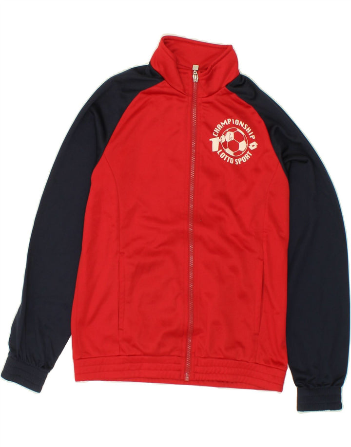 LOTTO Boys Graphic Tracksuit Top Jacket 11-12 Years Medium Red Colourblock Vintage Lotto and Second-Hand Lotto from Messina Hembry 