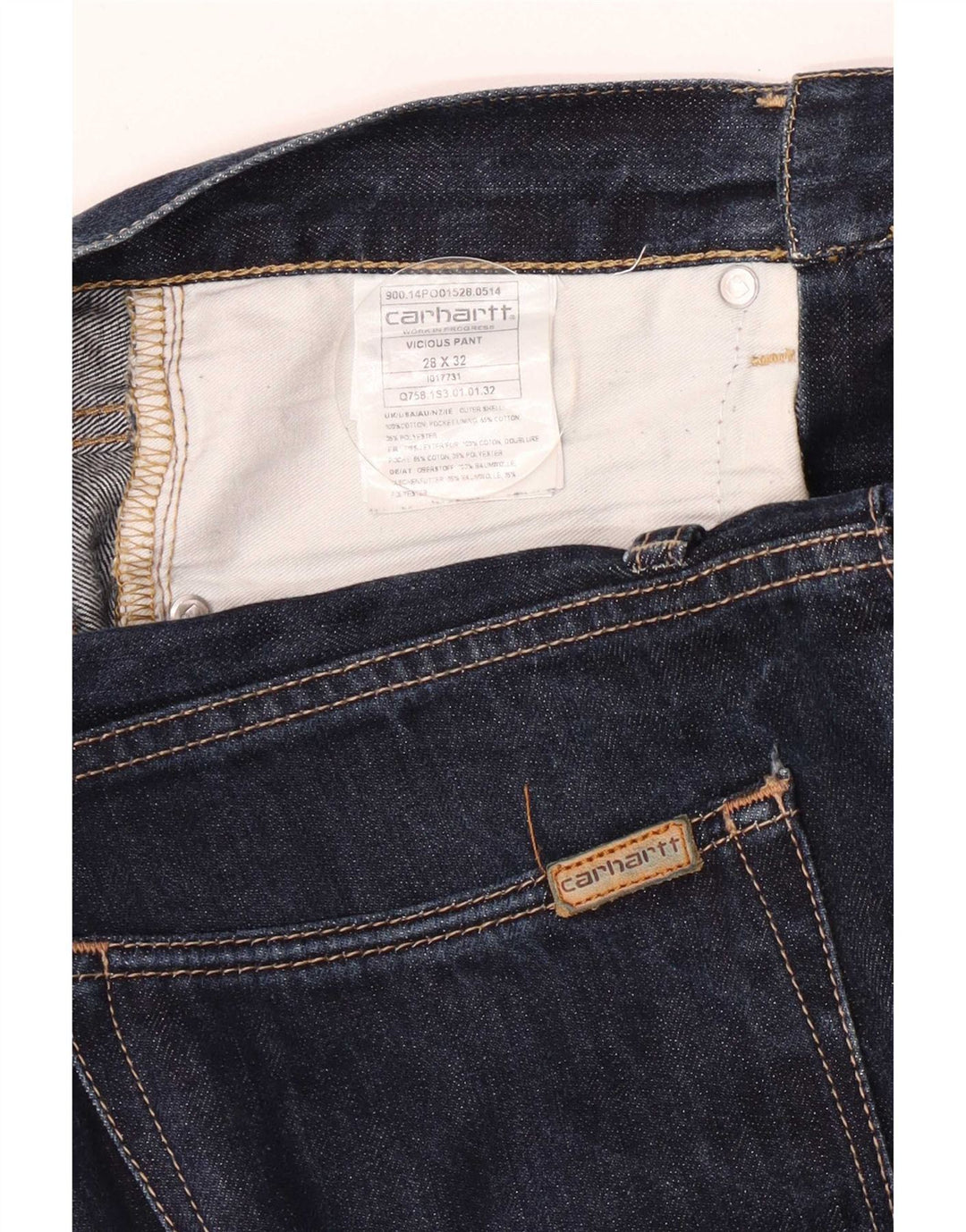 Carhartt Mens Slim Jeans W28 L32 Navy Blue Cotton