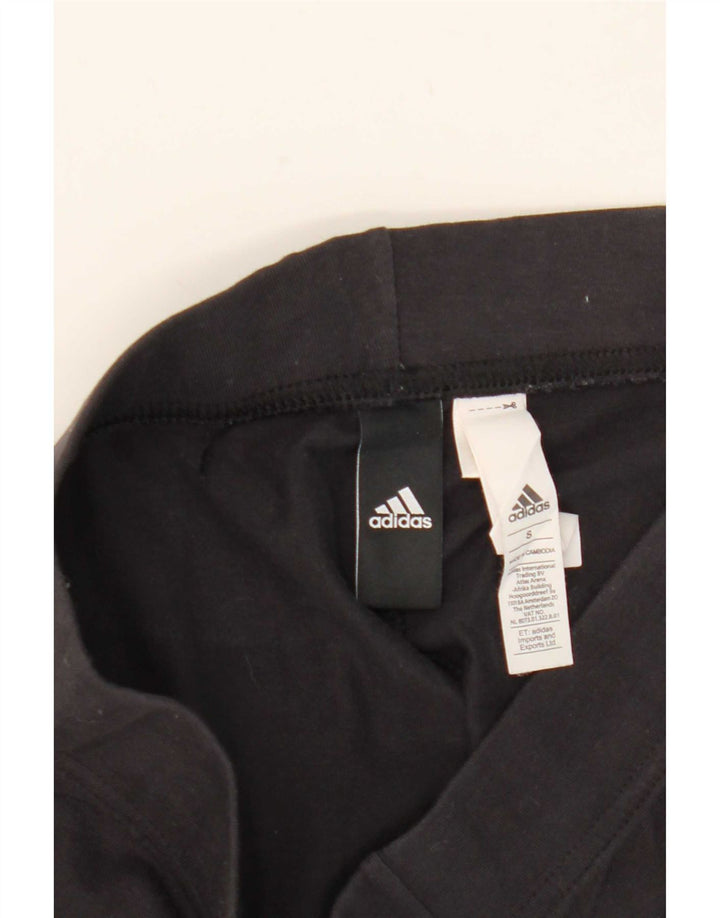 Adidas Womens Graphic Leggings UK 8 Small Black Cotton