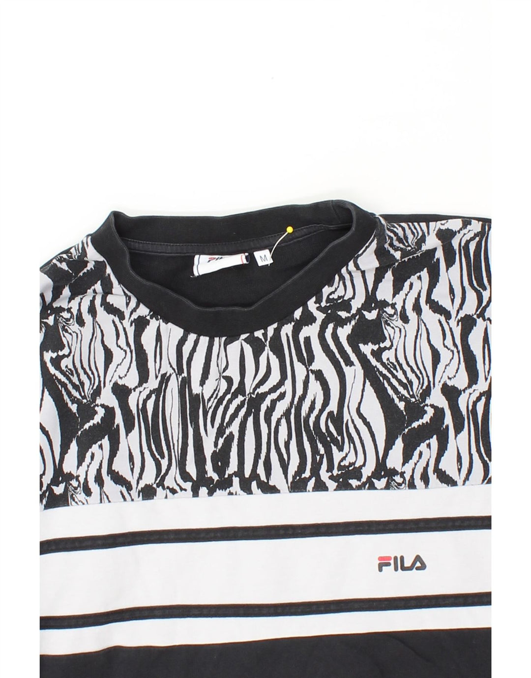 FILA Womens Sweatshirt Jumper UK 14 Medium Black Colourblock Cotton Vintage Fila and Second-Hand Fila from Messina Hembry 