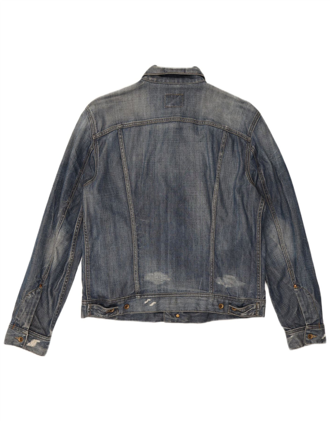 Gas Herren Distressed Jeansjacke UK 38 Mittelblaue Baumwolle