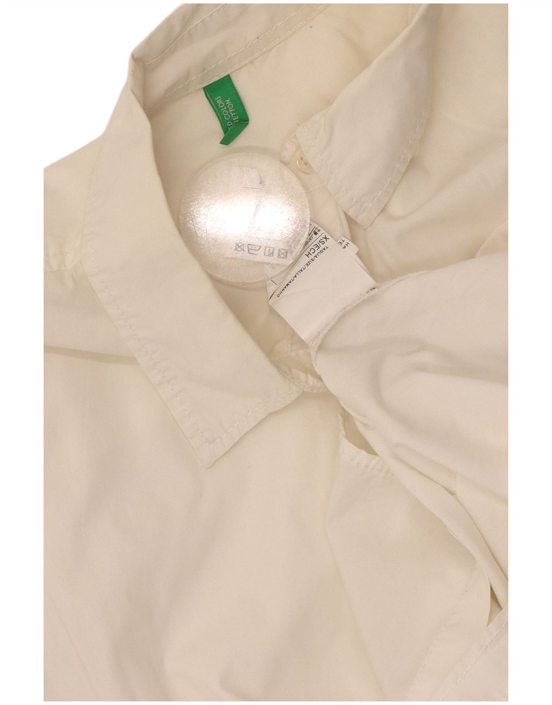 BENETTON Oversized skjorte til kvinder UK 6 XS Hvid bomuld