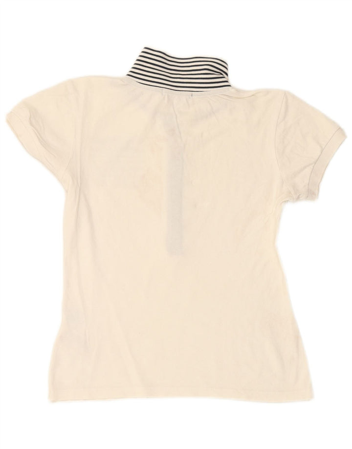 NORTH SAILS Womens Graphic Polo Shirt UK 12 Medium White Cotton