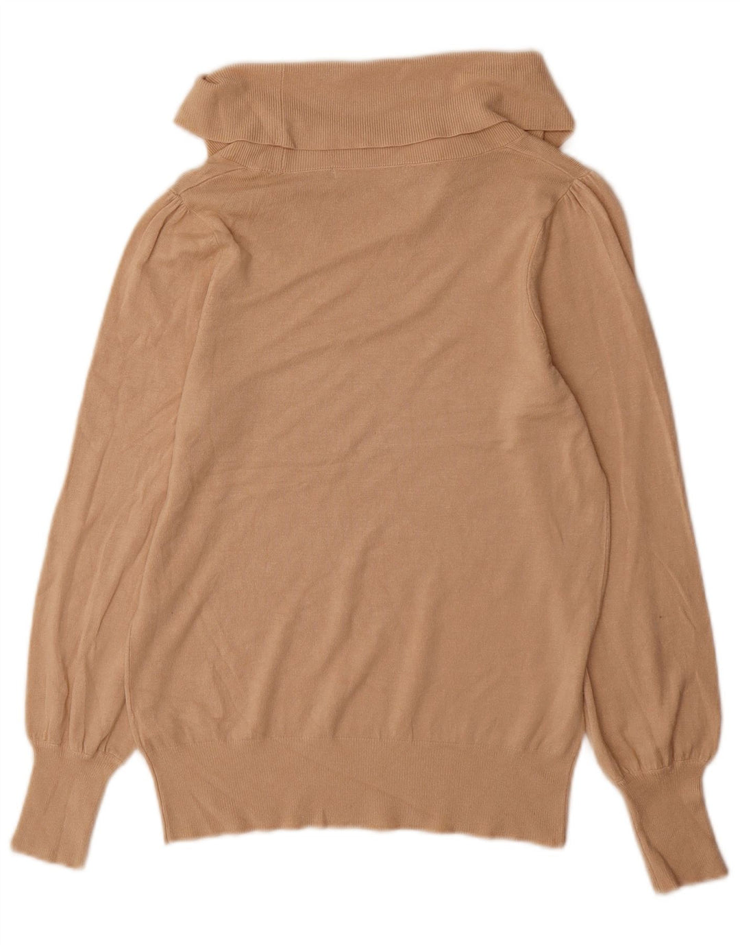 Marks & Spencer Womens Roll Neck Jumper Sweater UK 14 Large Beige Viscose
