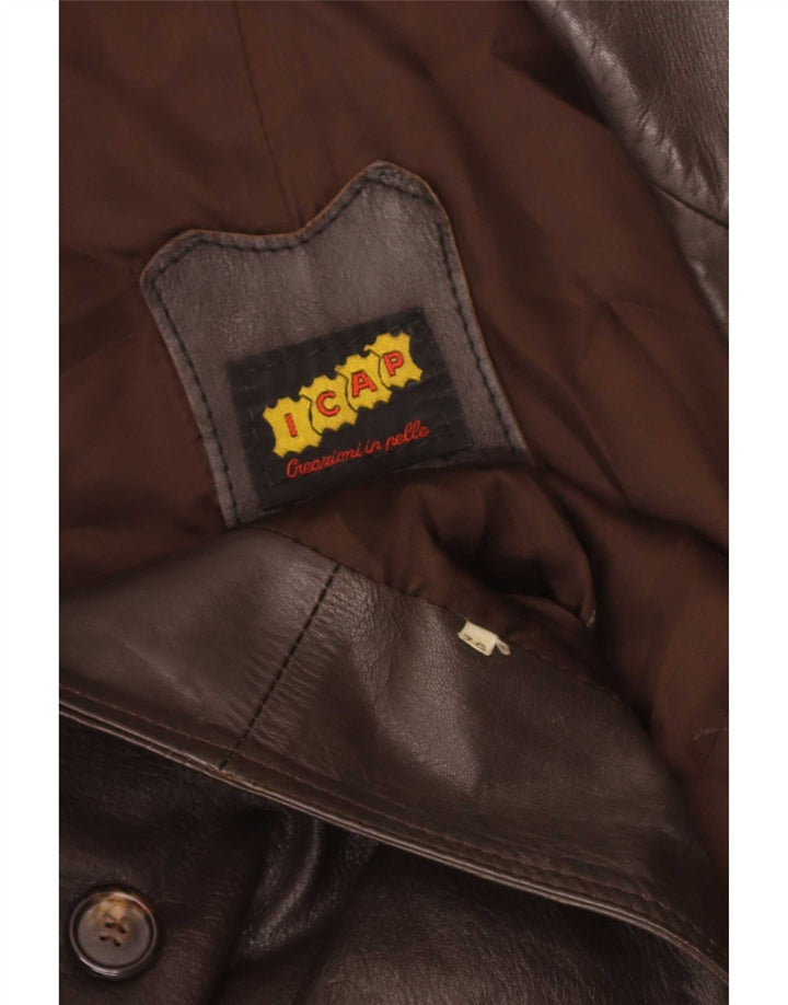 Vintage Mens Leather Coat UK 38 Medium Brown