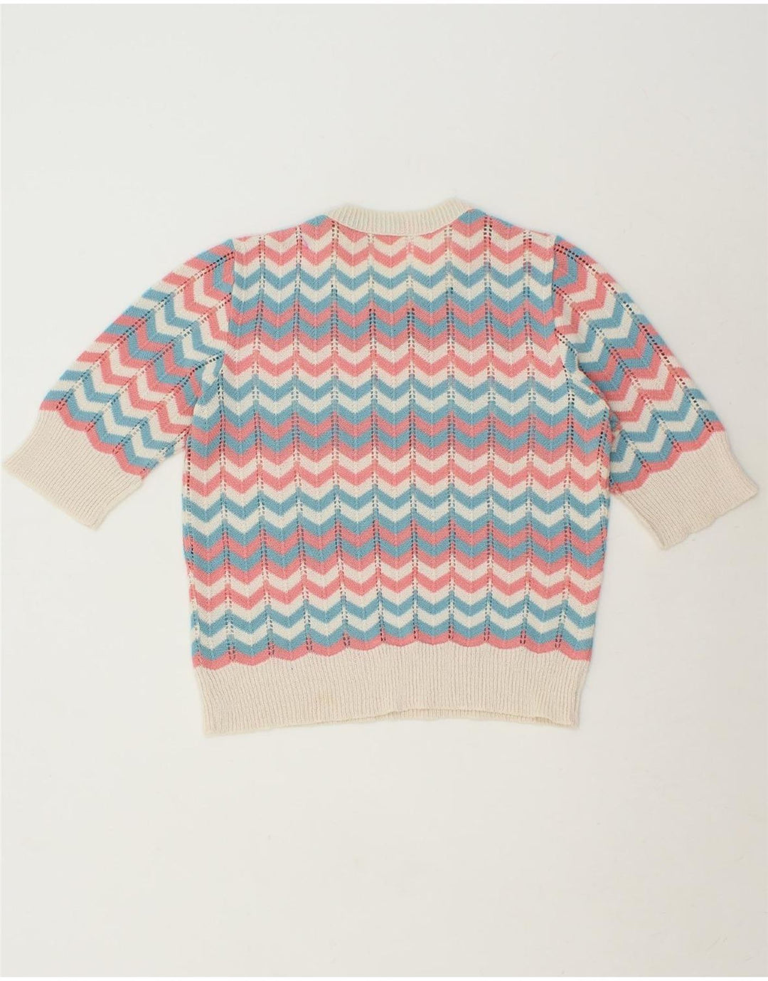 VINTAGE Womens Boat Neck Jumper Sweater UK 12 Medium Multicoloured Chevron