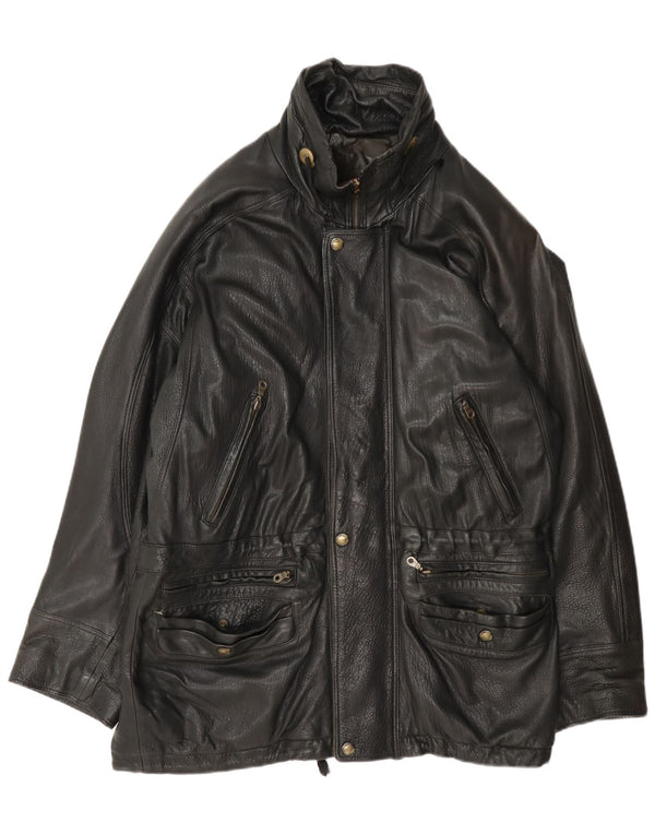 Giacca in pelle da uomo Pierre Cardin UK 42 XL Nera