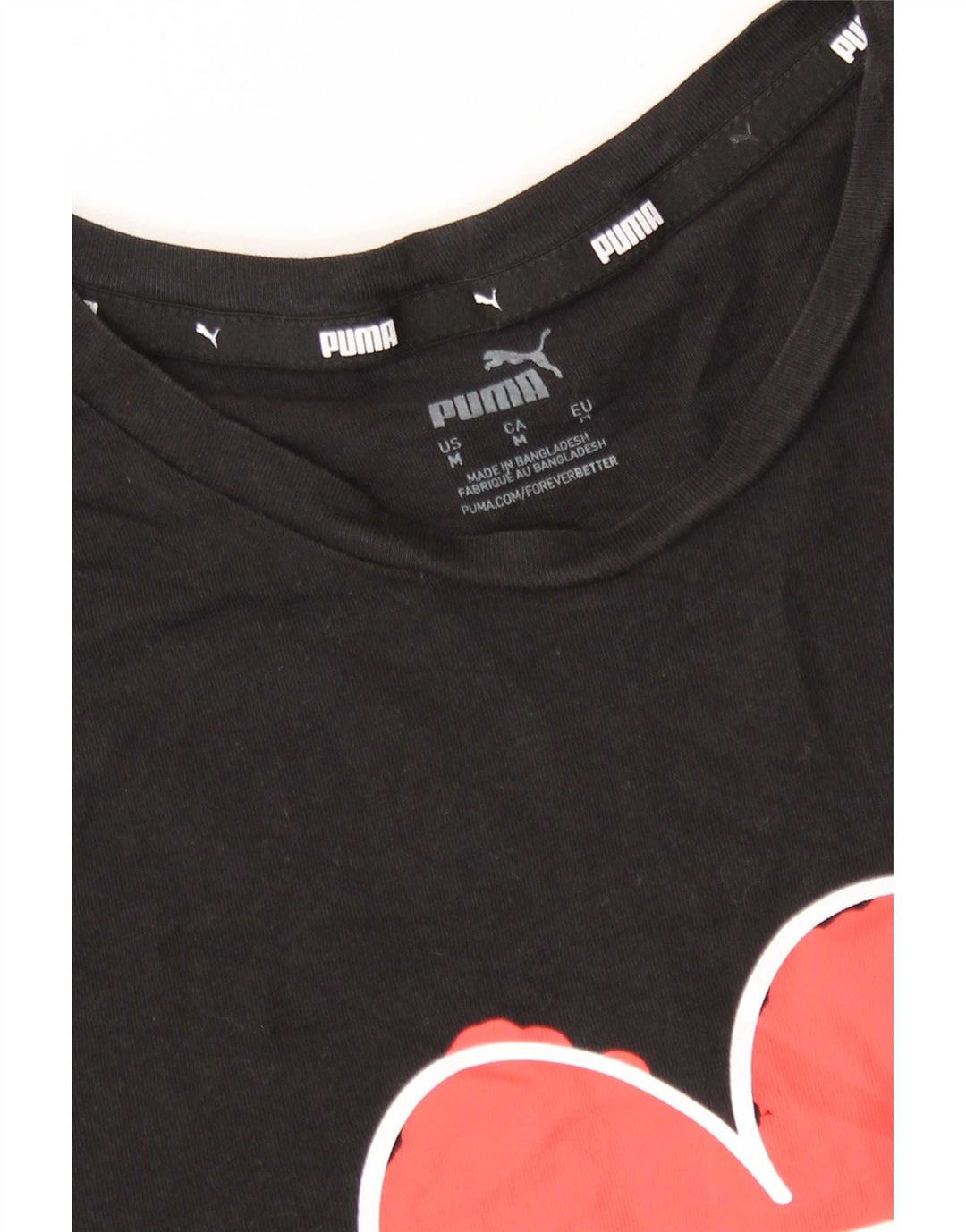 Puma Womens Graphic T-Shirt Top UK 12 Medium Black