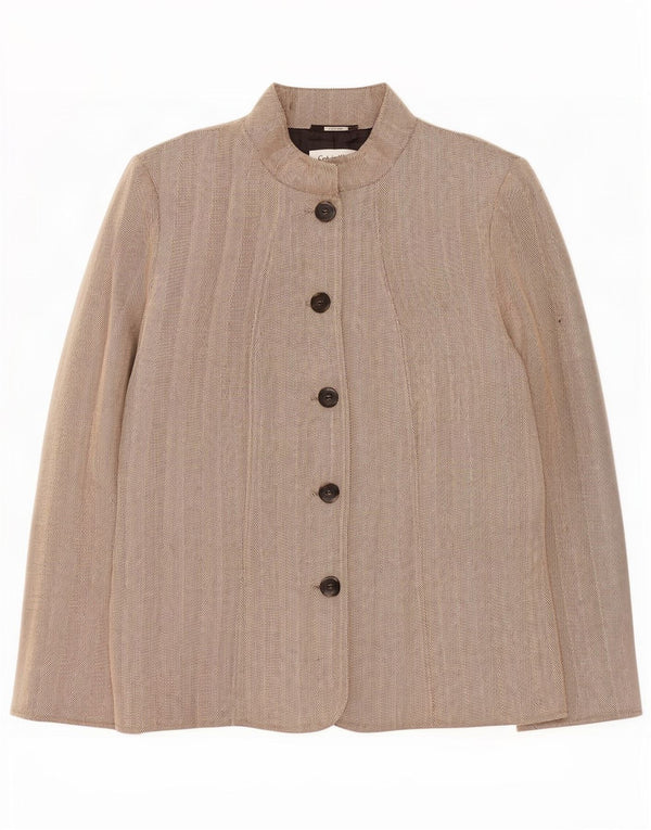 Calvin Klein Veste blazer à 5 boutons pour femme US 14 XL Rayonne à chevrons beige