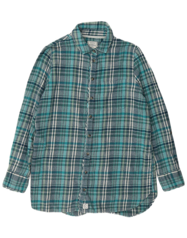 Camicia in flanella lunga da donna Fat Face UK 12 Cotone scozzese medio turchese