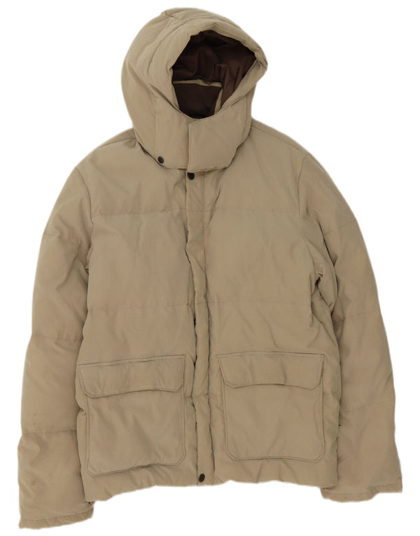 Invicta Mens Hooded Padded Jacket UK 40 Large Beige Polyamide