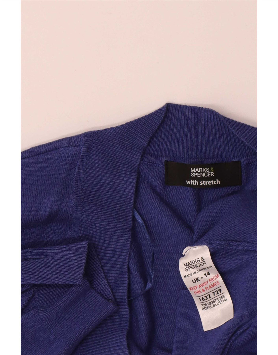 Marks & Spencer Kortærmet cardigantrøje til kvinder UK 14 Medium Navy Blue