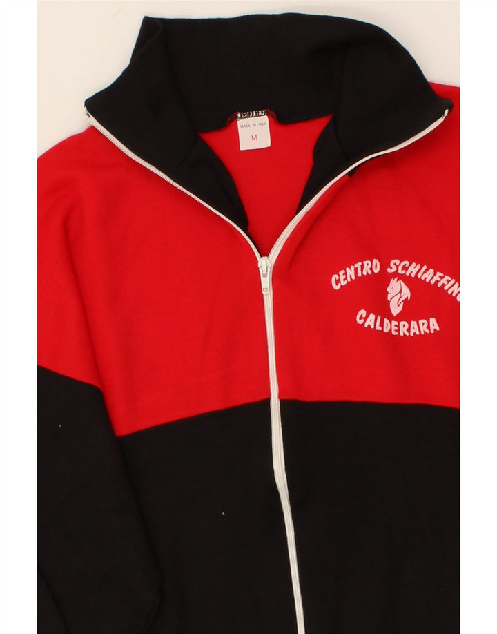 VINTAGE Mens Tracksuit Top Jacket Medium Red Colourblock