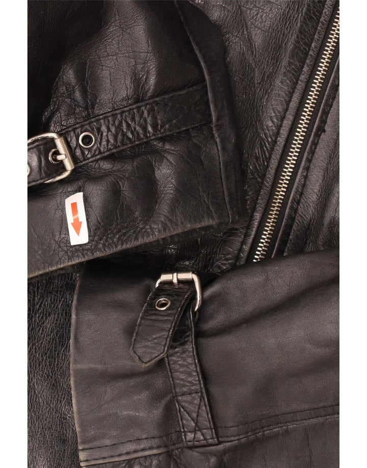 Jaqueta de couro feminina Sixty UK 14 grande preta