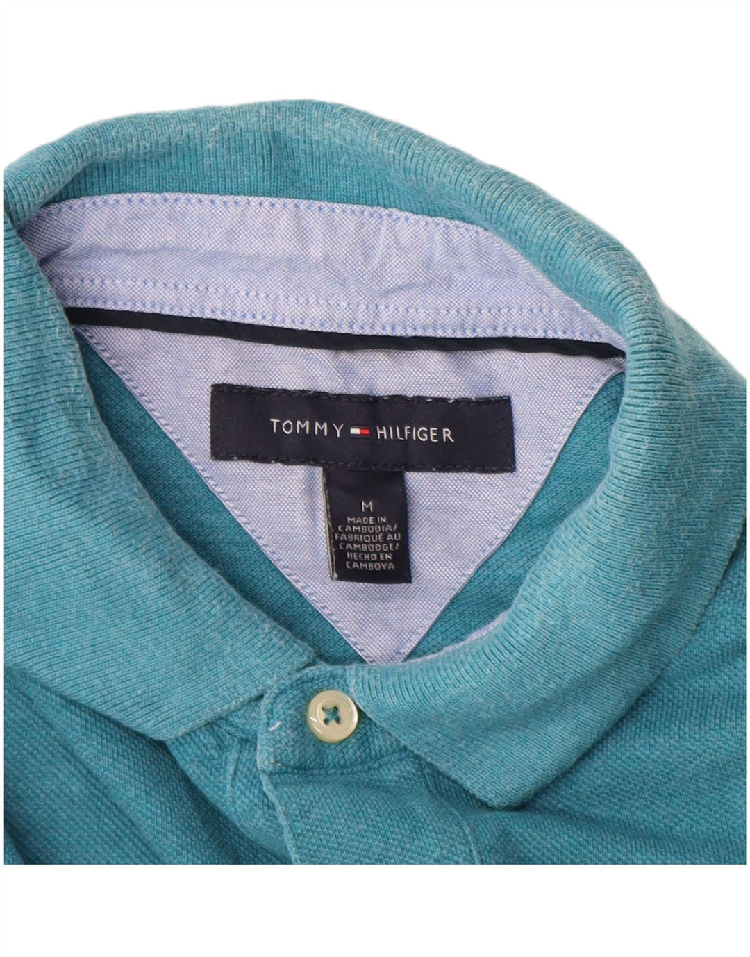 TOMMY HILFIGER Mens Polo Shirt Medium Blue Cotton