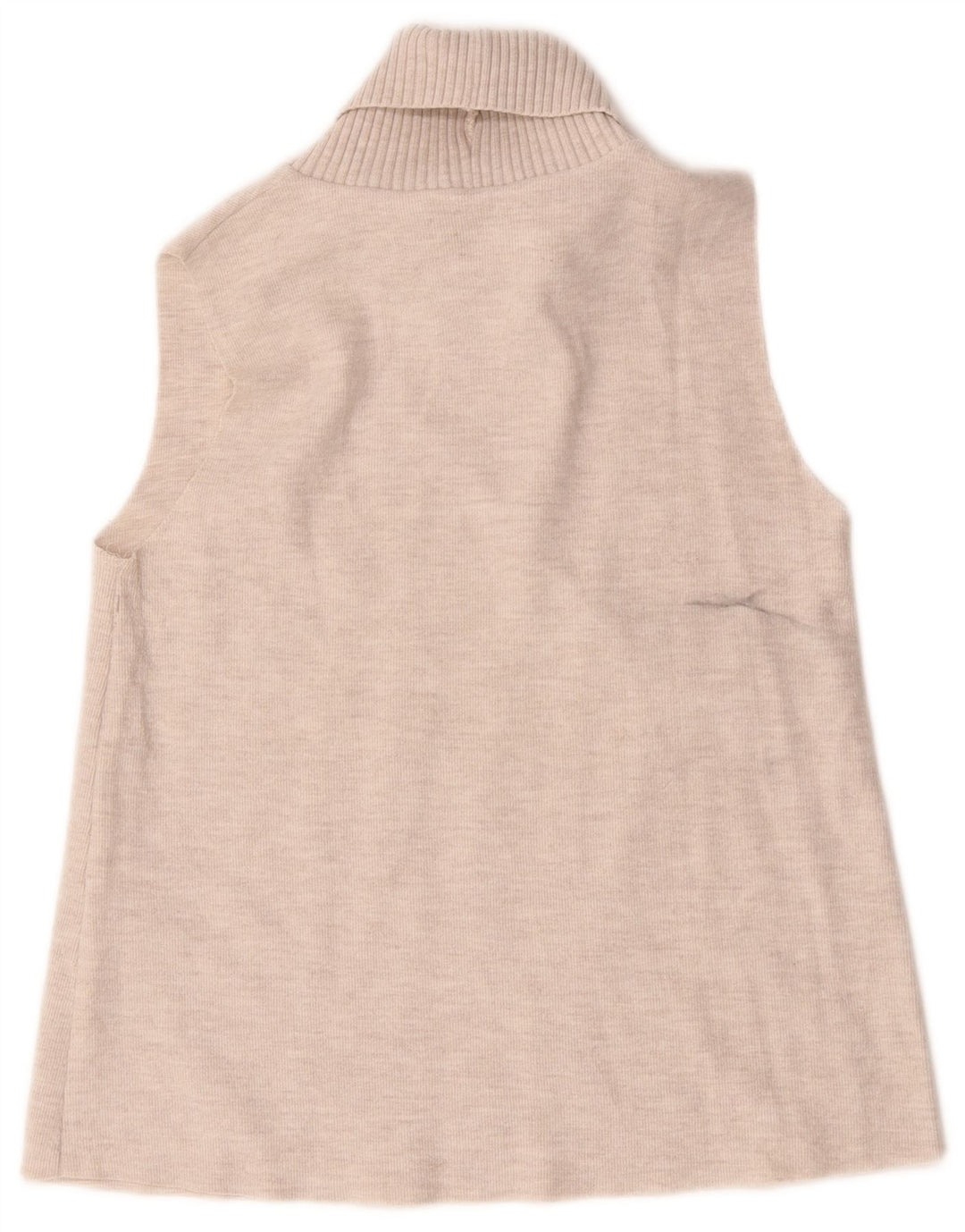 Zara Dame Roll Neck Vest Top UK 12 Medium Beige Bomuld