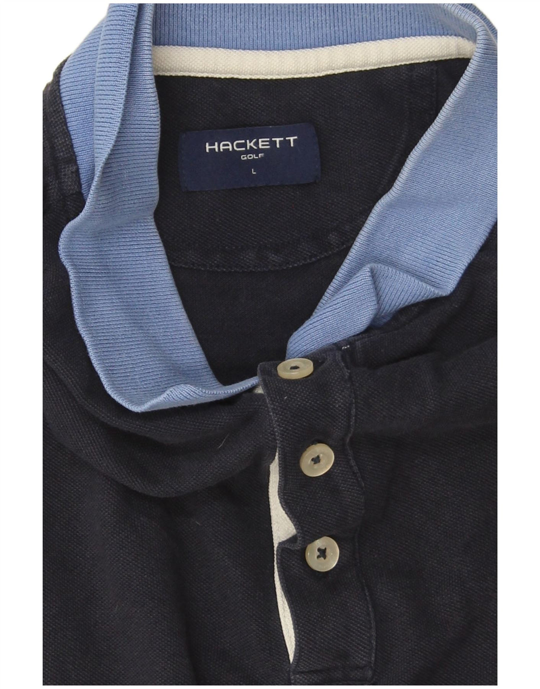 Hackett Herre Polo Shirt Large Navy Blue Colourblock Bomuld