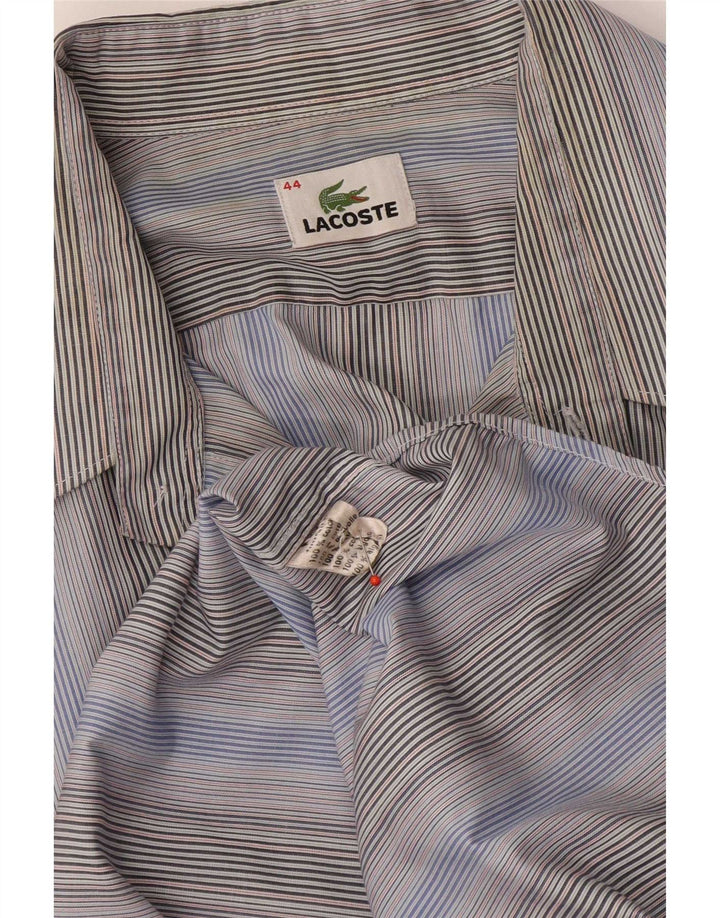 Lacoste Mens Shirt Size 44 XL Blue Striped Cotton