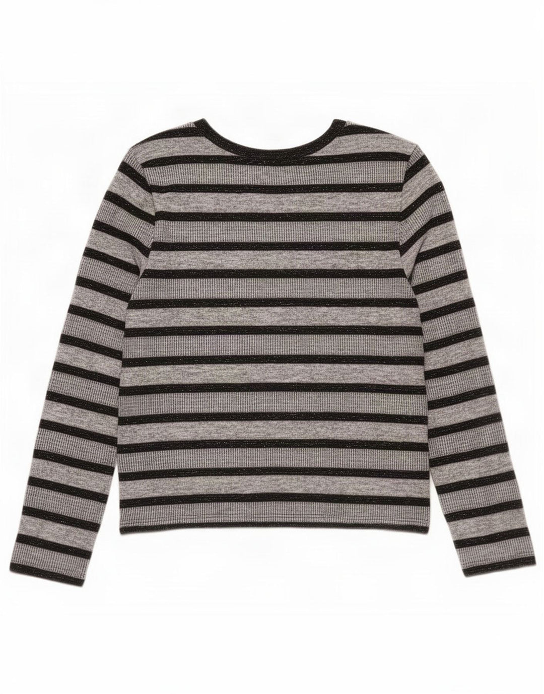 Marks & Spencer Top da donna a maniche lunghe UK 12 Poliestere a righe grigio medio
