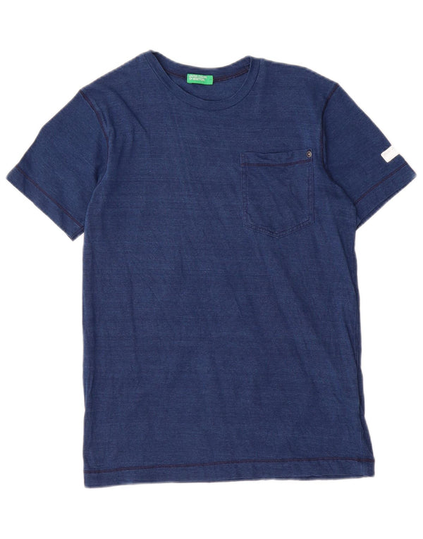 Benetton T-Shirt für Jungen, 10–11 Jahre, XL, Marineblau, Nadelstreifen, Baumwolle