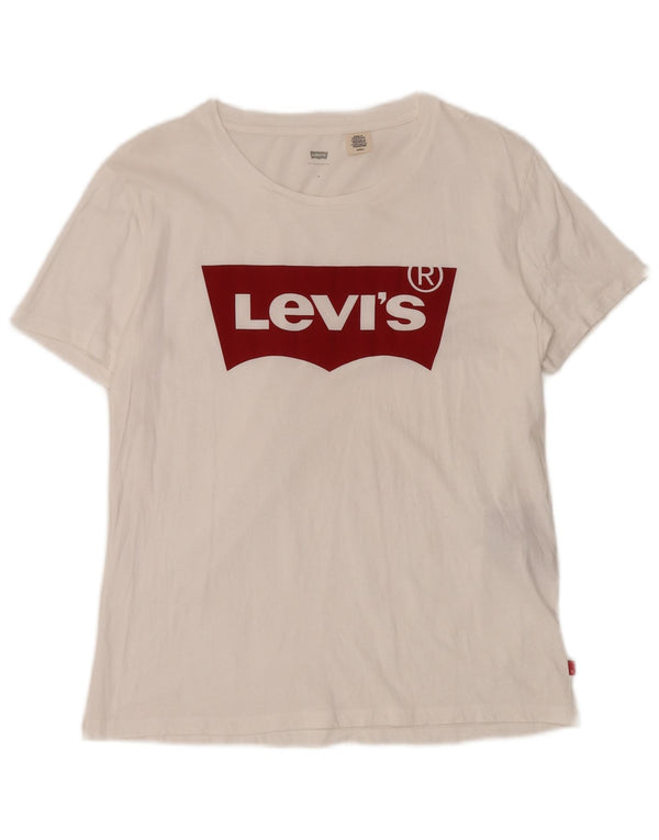 T-shirt grafica da donna Levi's Top UK 10 piccola in cotone bianco