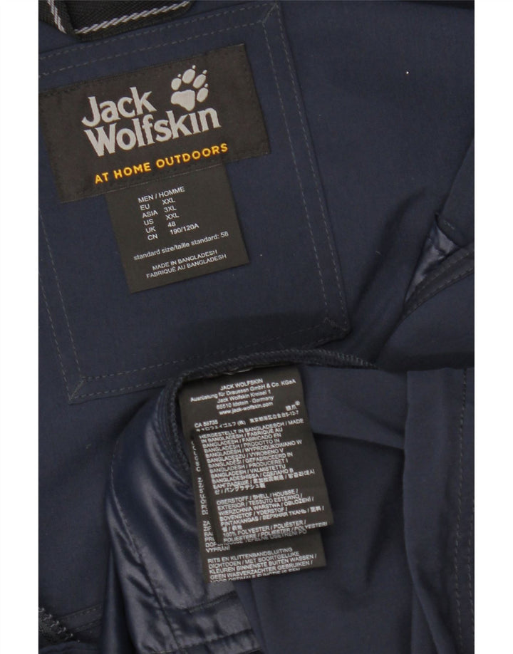 Jack Wolfskin Mens Hooded Windbreaker Jacket UK 48 2XL Navy Blue Polyester