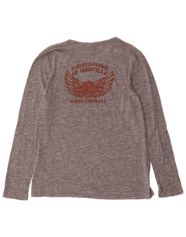 Harley Davidson - Camiseta gráfica para hombre, manga larga, 2XL, algodón moteado gris