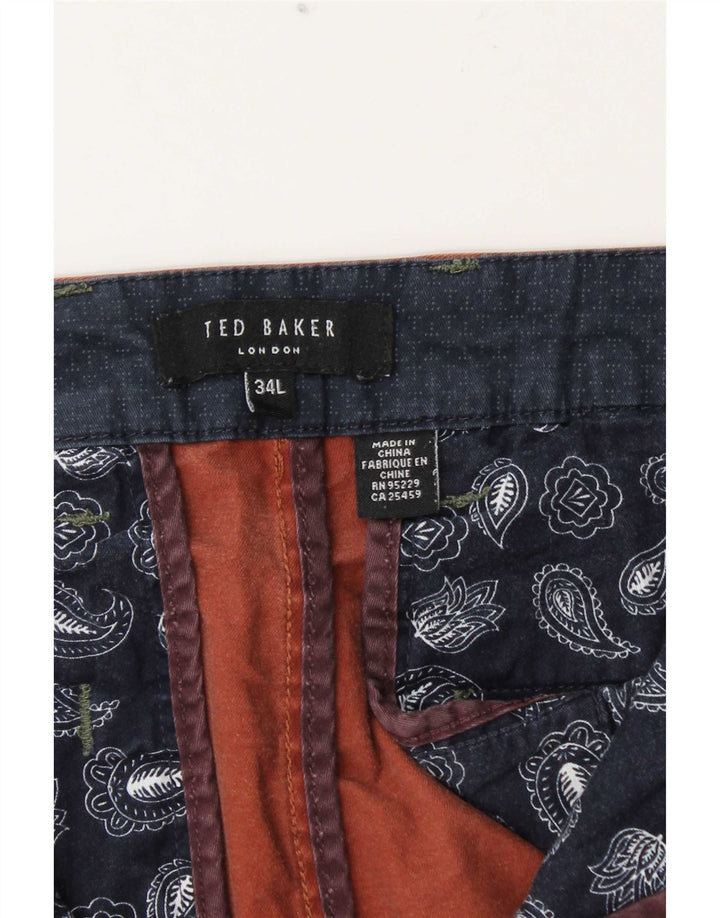 Ted Baker Mens Slim Chino Trousers W34 L33 Brown Cotton