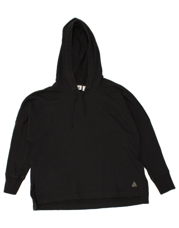 REEBOK feminino oversized moletom com capuz UK 10 pequeno preto