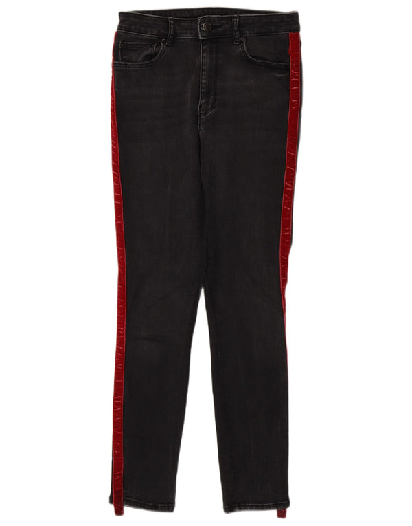 Zara Damen Skinny Jeans EU 38 Small W28 L27 Schwarze Colourblock-Baumwolle