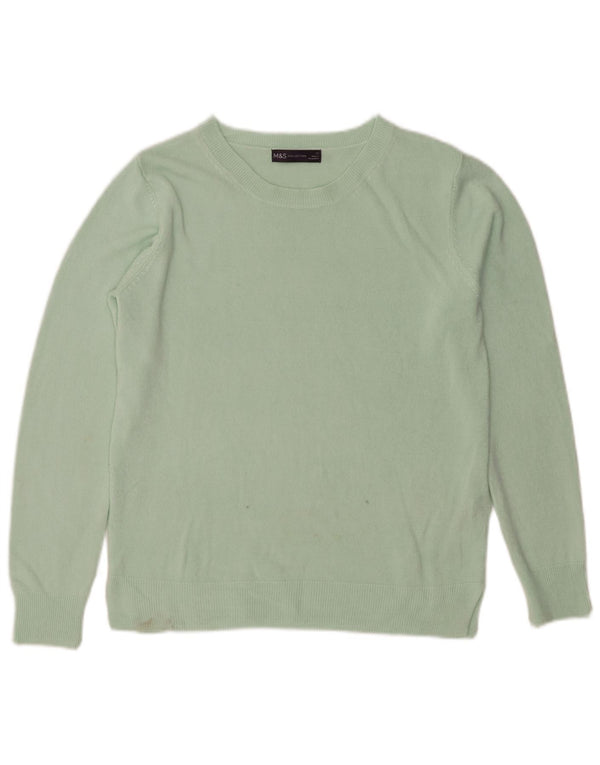 Marks & Spencer Dame Boat Neck Jumper Sweater UK 12 Medium Grøn Akryl