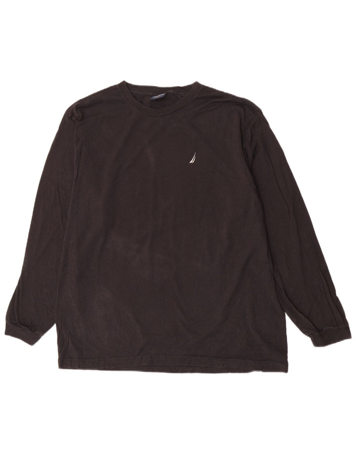 NAUTICA Mens Top Long Sleeve Large Black Cotton